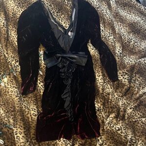 Karen okada climax GOTH NVR WORN vintage 80s dress long sleeve crushed velvet